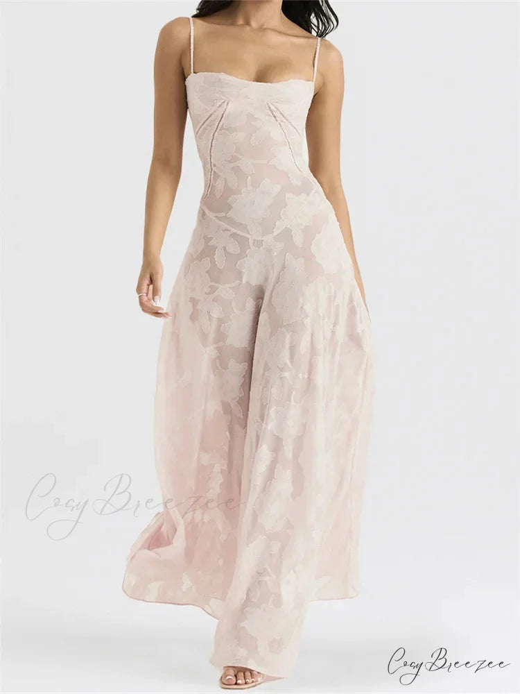 Sexy Women Sleeveless Spaghetti Strap Sling Lace Floral Backless Criss-cross Tie-up Summer Vestidos