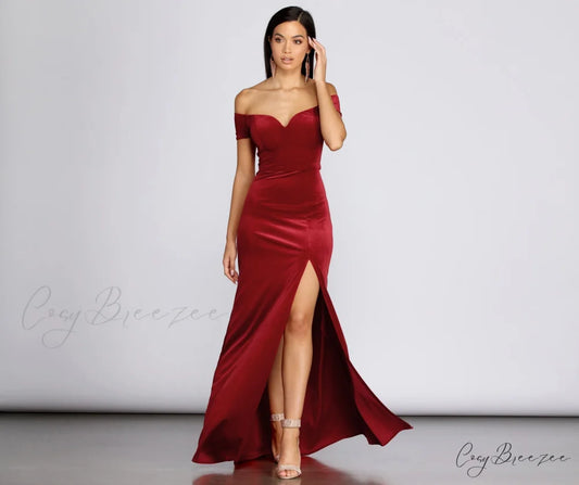 Shania Formal Stylish Velvet Sweetheart Dress RED / 1