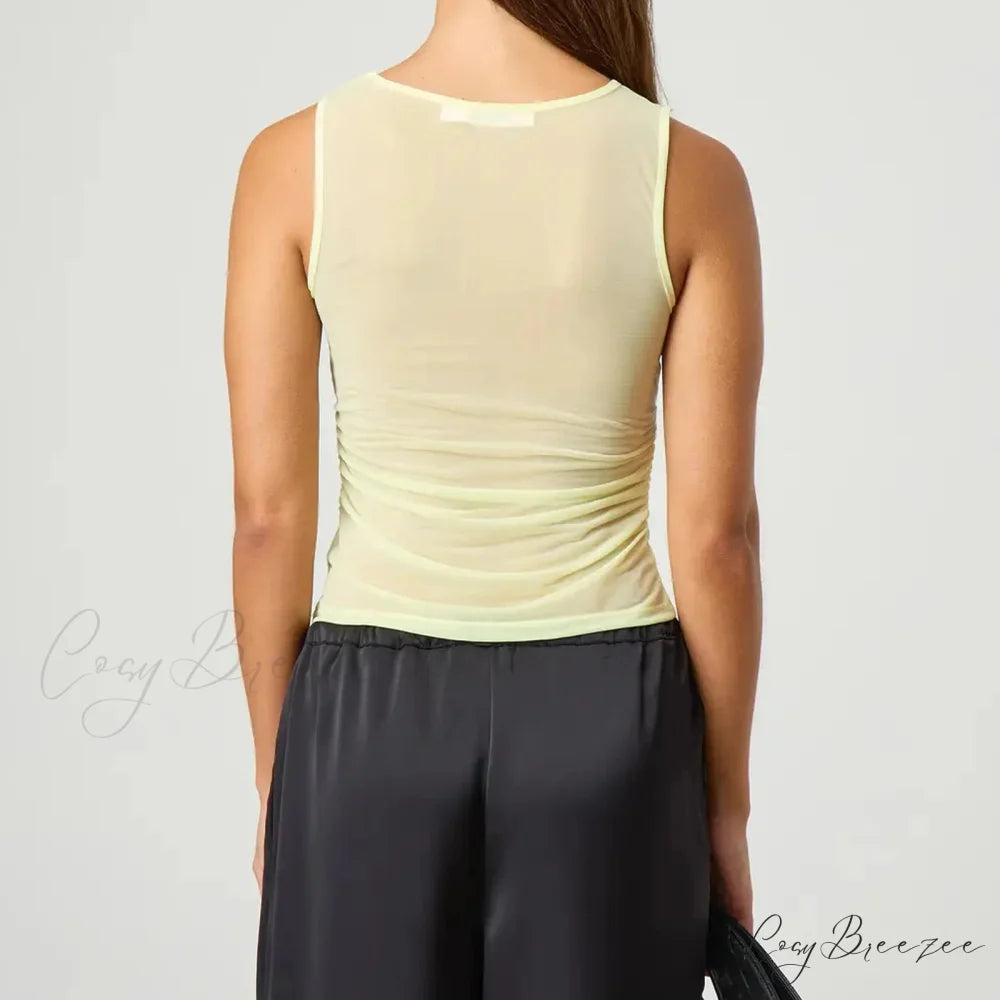 Sheer Mesh Layered Crop Top croptop-250223