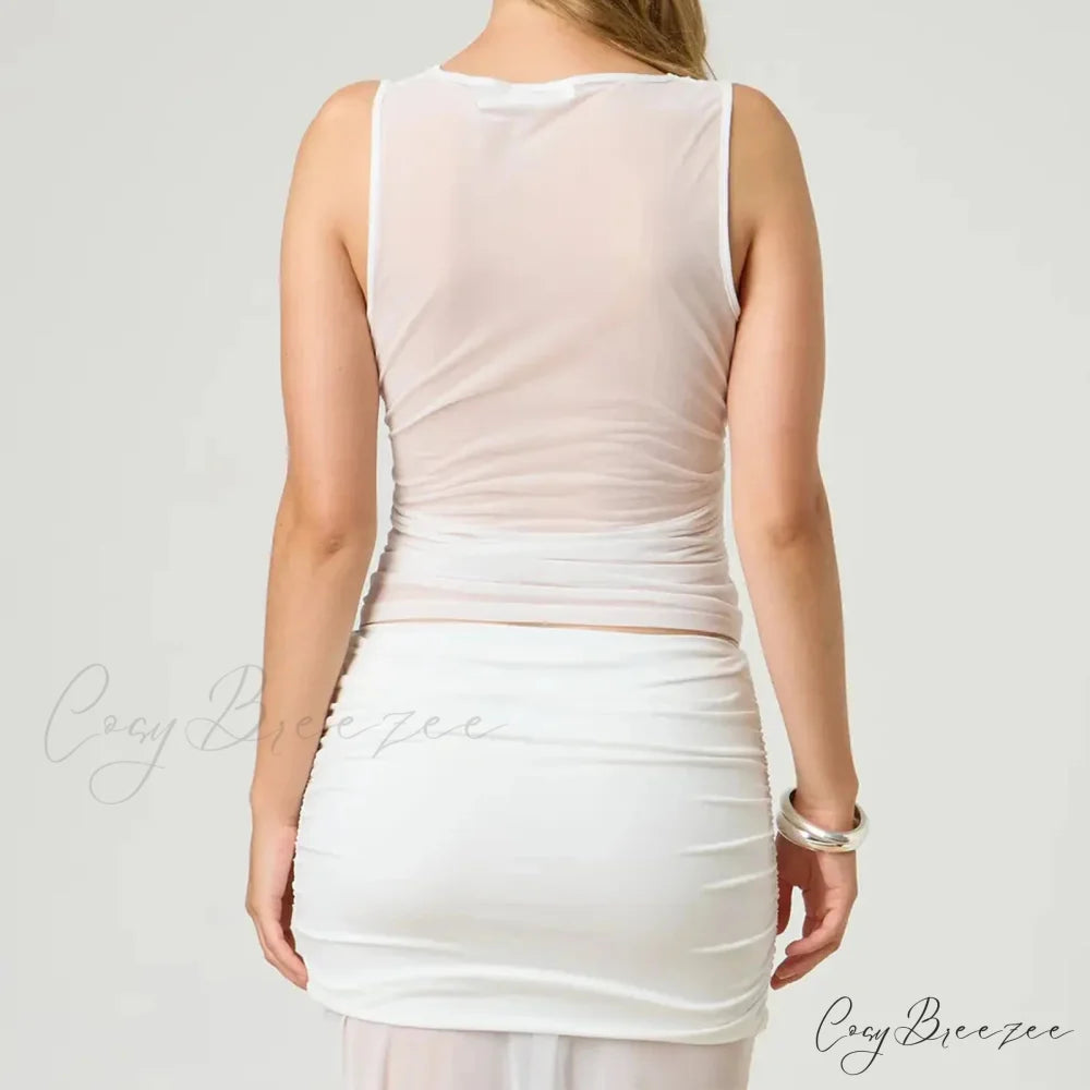Sheer Mesh Layered Crop Top croptop-250223