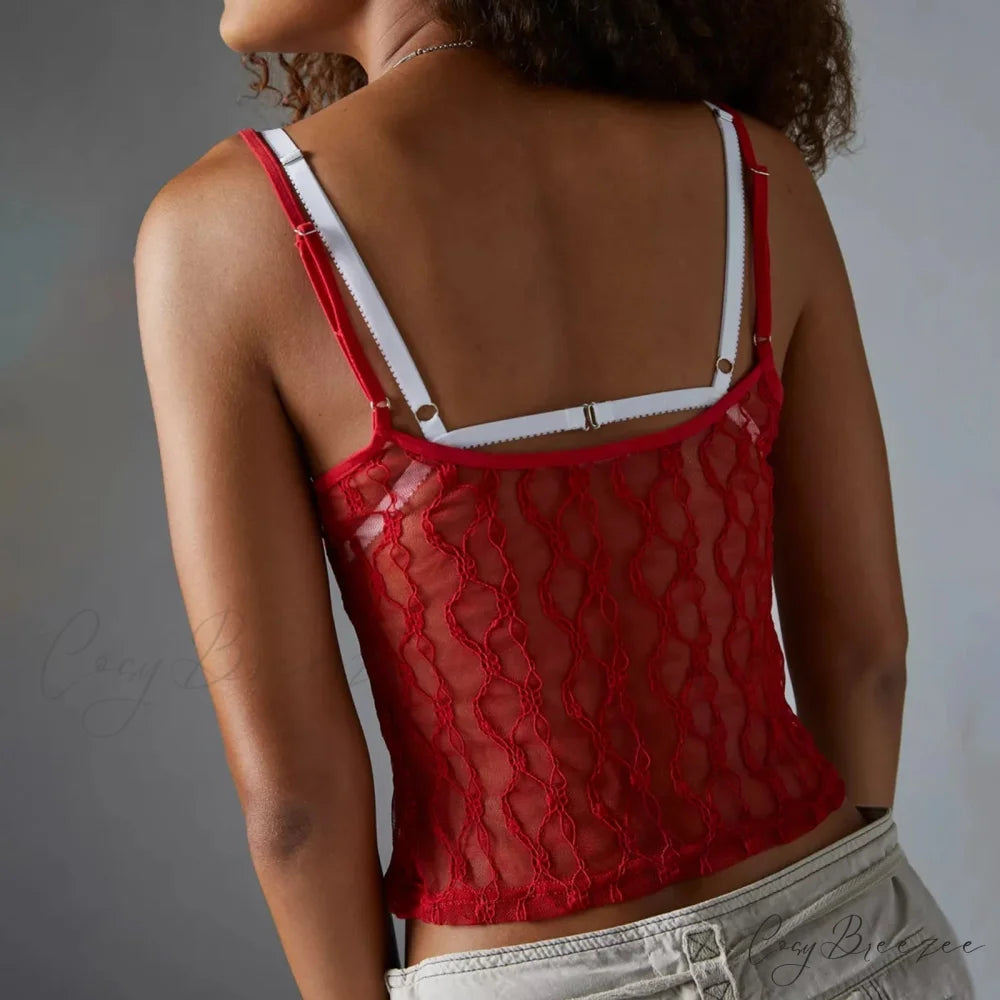 Sheer Mesh Square Neck Crop Top croptop-250223