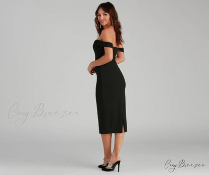 Sheila Crepe Corset Charming Midi Formal Dress