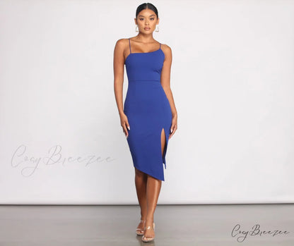 She’s Got That Chic Graceful Style Crepe Midi Dress ROYAL / XS