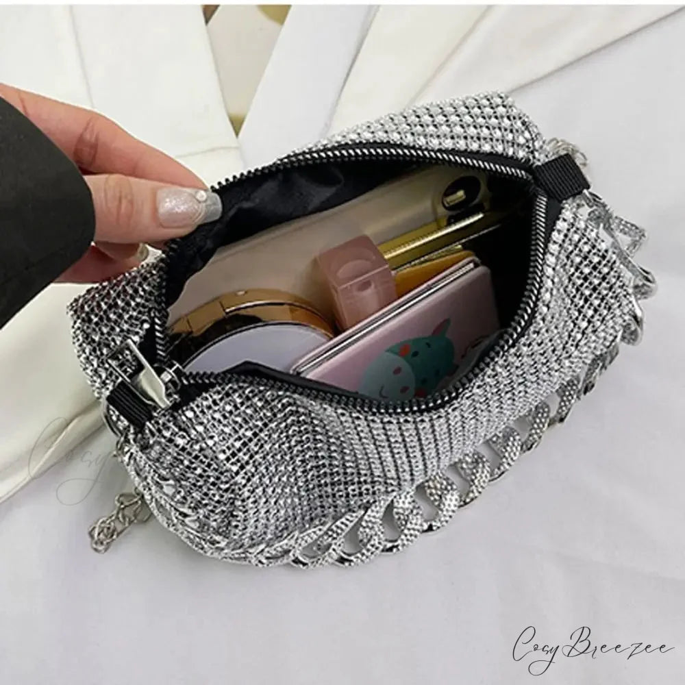 Shiny Banquet Glitter Crossbody Cuba Chain Bag clutchbag-250126
