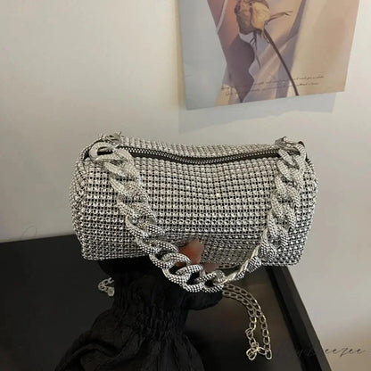 Shiny Banquet Glitter Crossbody Cuba Chain Bag clutchbag-250126