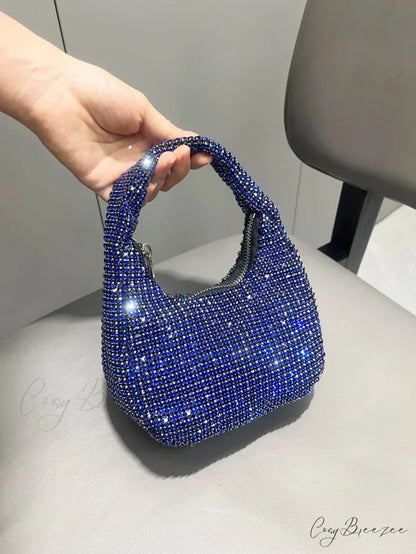 Shiny Crystal Rhinestone Handmade Clutch Blue clutchbag-250126
