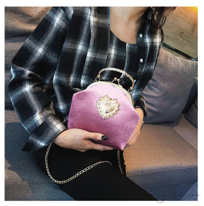 Shiny Heart Shape Evening Clutch Chain Shoulder Bag clutchbag-250126