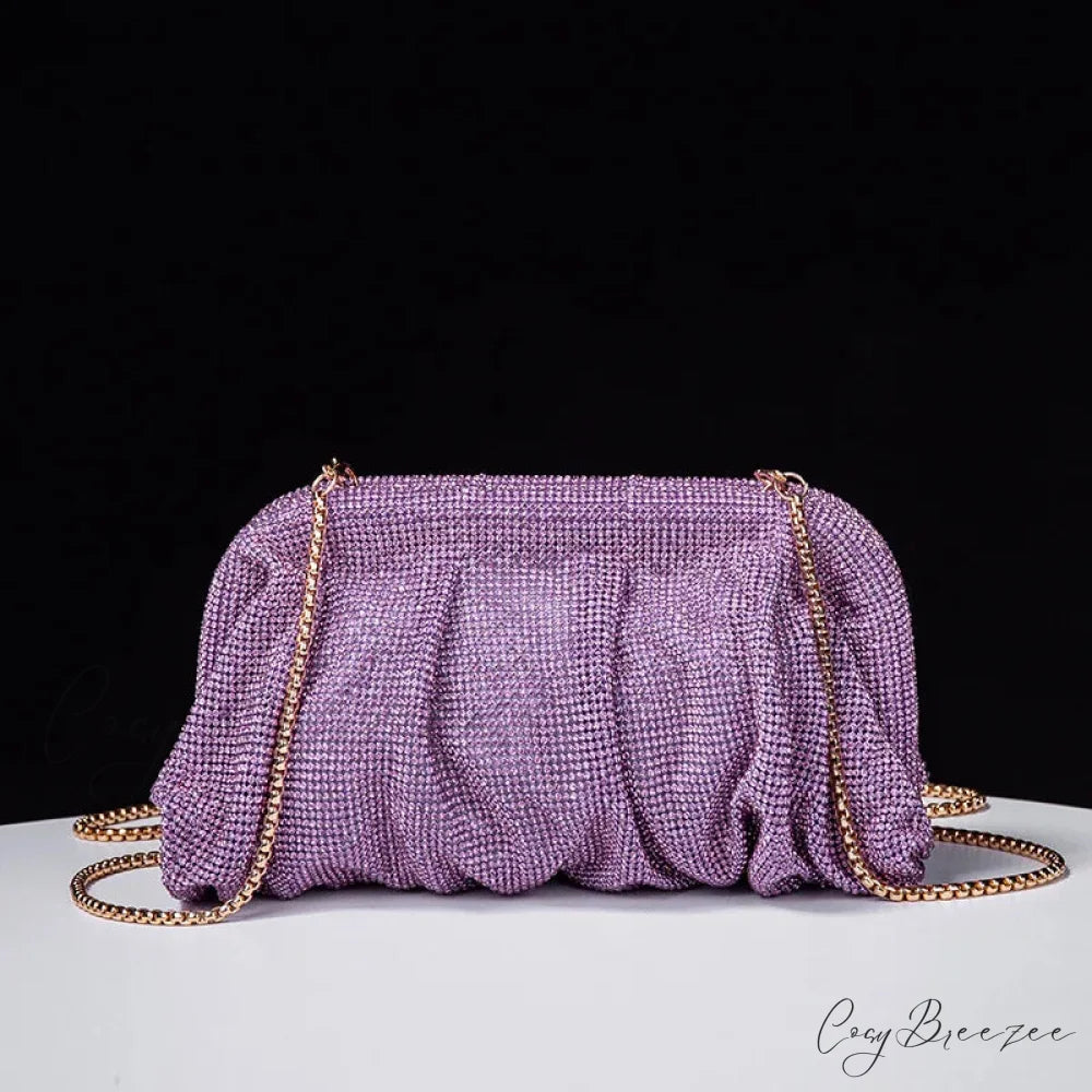 Shiny Rhinestone Wedding Clutch Lavender wristlet-250126