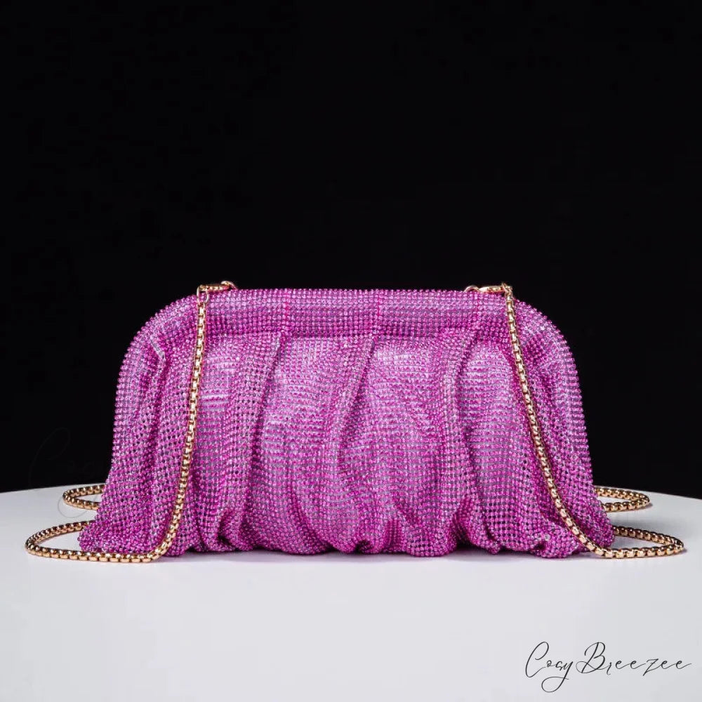 Shiny Rhinestone Wedding Clutch PURPLE wristlet-250126