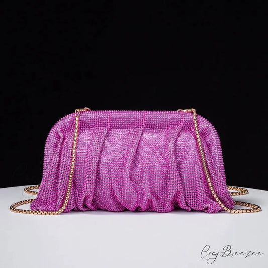 Shiny Rhinestone Wedding Clutch PURPLE wristlet-250126