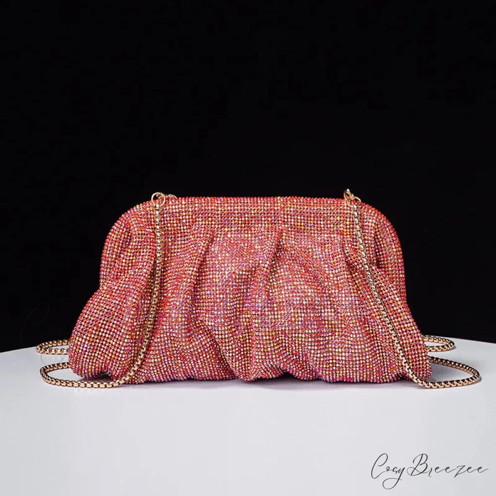 Shiny Rhinestone Wedding Clutch Red wristlet-250126
