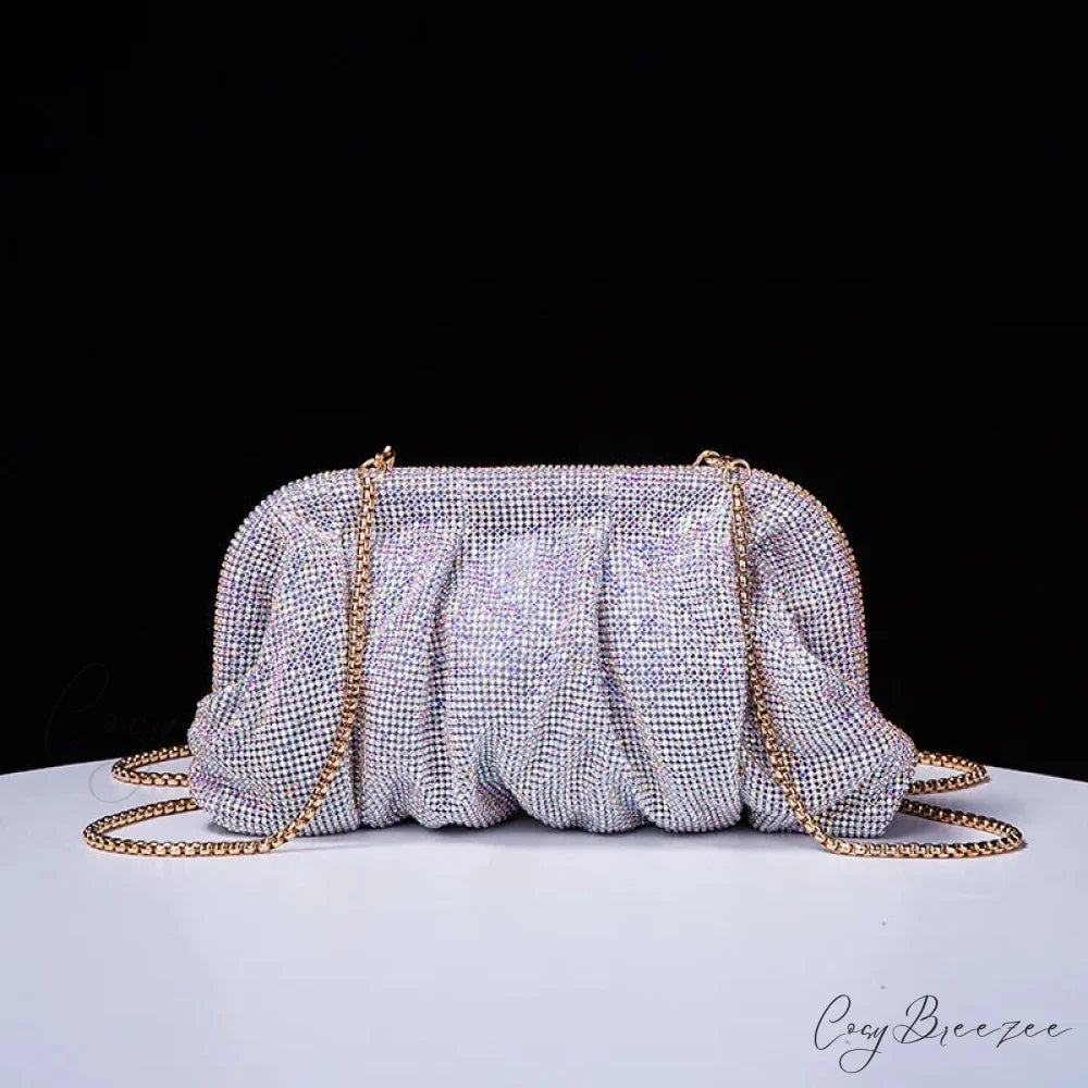 Shiny Rhinestone Wedding Clutch Silver wristlet-250126