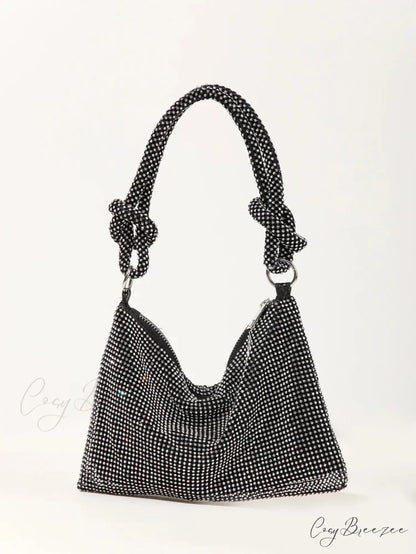 Shiny Rhinestones Elegant Wedding Clutch BLACK clutchbag-250126