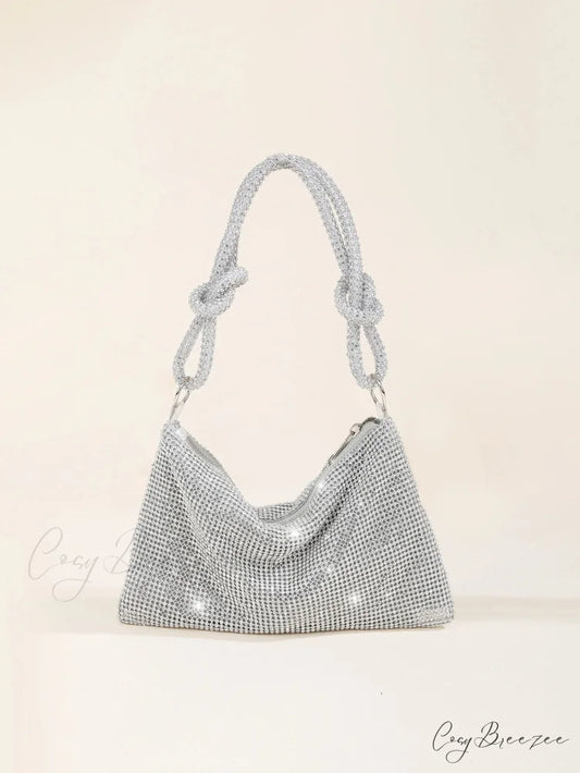 Shiny Rhinestones Elegant Wedding Clutch SILVER clutchbag-250126
