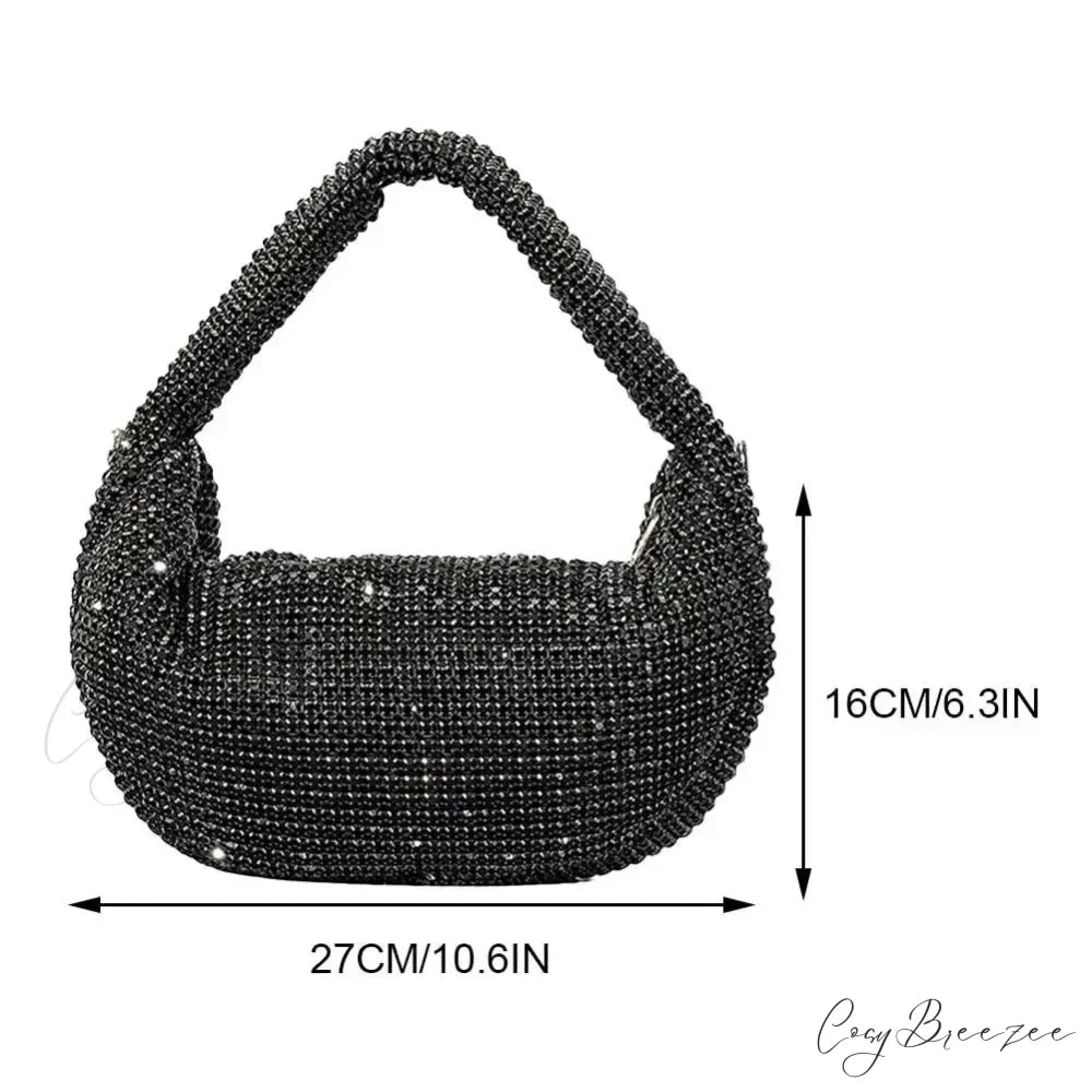 Shiny Rhinestones Evening Clutch Women Sparkly Party Wedding Handbag Black2 clutchbag-250126