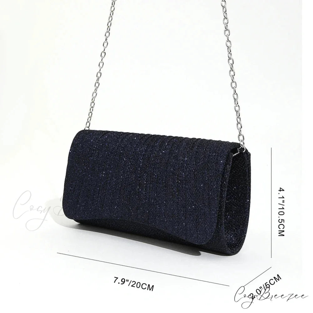 Shiny Rhinestones Evening Clutch Women Sparkly Party Wedding Handbag Dark Blue clutchbag-250126