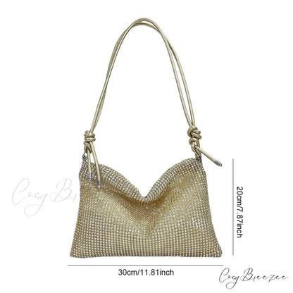 Shiny Rhinestones Evening Clutch Women Sparkly Party Wedding Handbag Gold clutchbag-250126