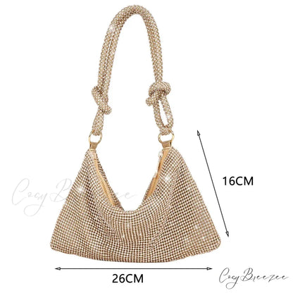 Shiny Rhinestones Evening Clutch Women Sparkly Party Wedding Handbag Gold3 clutchbag-250126