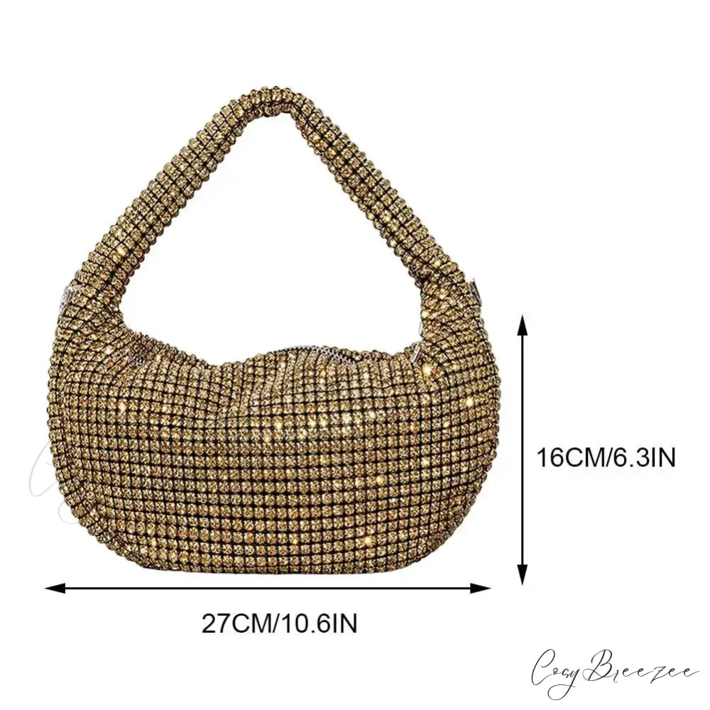 Shiny Rhinestones Evening Clutch Women Sparkly Party Wedding Handbag Gold7 clutchbag-250126
