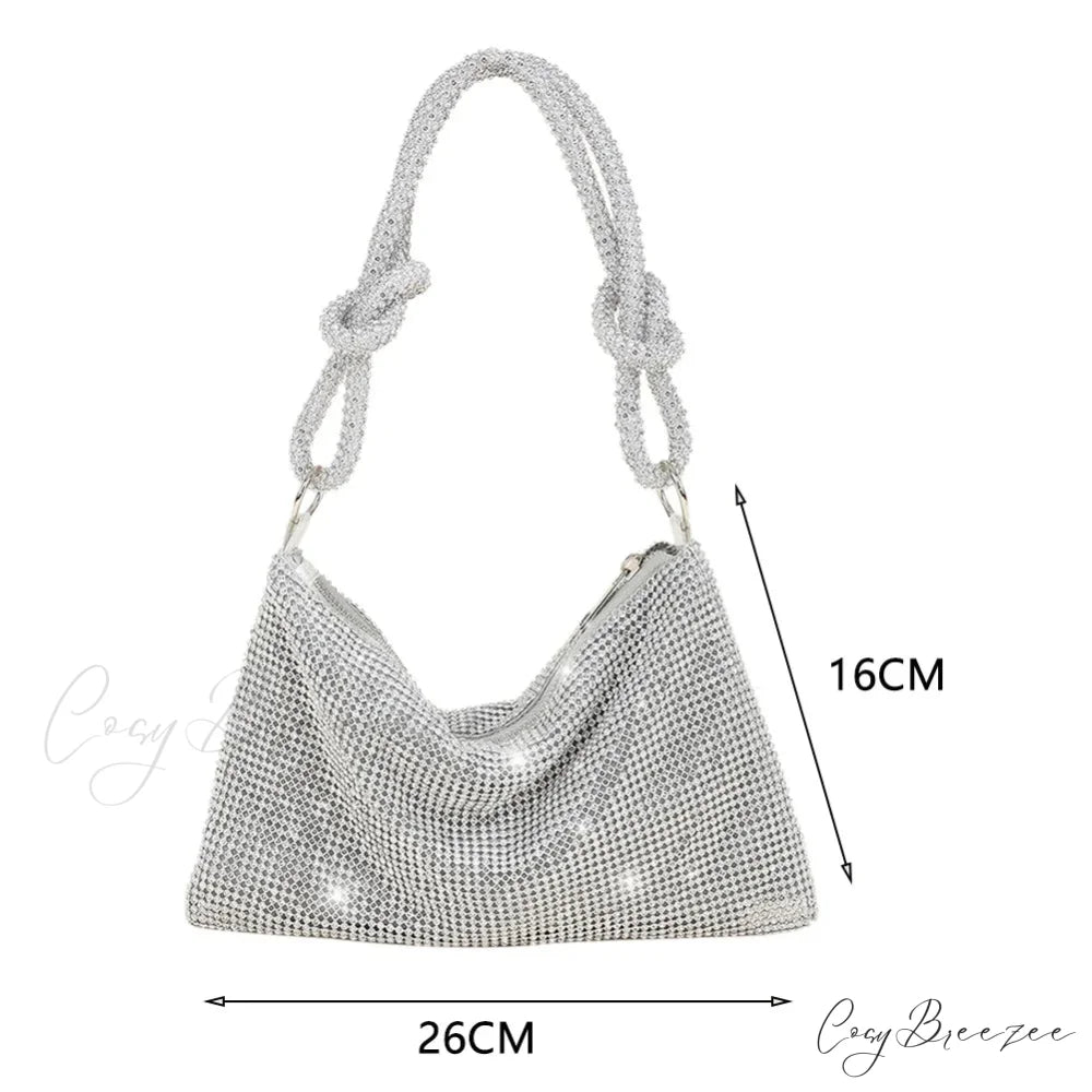 Shiny Rhinestones Evening Clutch Women Sparkly Party Wedding Handbag Silver1 clutchbag-250126