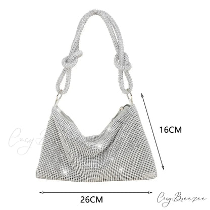 Shiny Rhinestones Evening Clutch Women Sparkly Party Wedding Handbag Silver1 clutchbag-250126