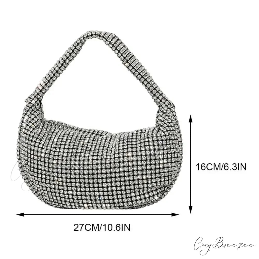 Shiny Rhinestones Evening Clutch Women Sparkly Party Wedding Handbag Silver6 clutchbag-250126