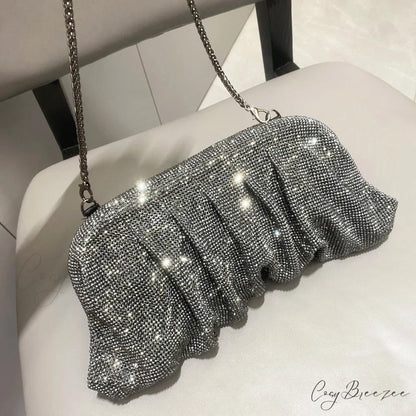 Shiny Rhinestones Handmade Evening Clutch Gun color wristlet-250126