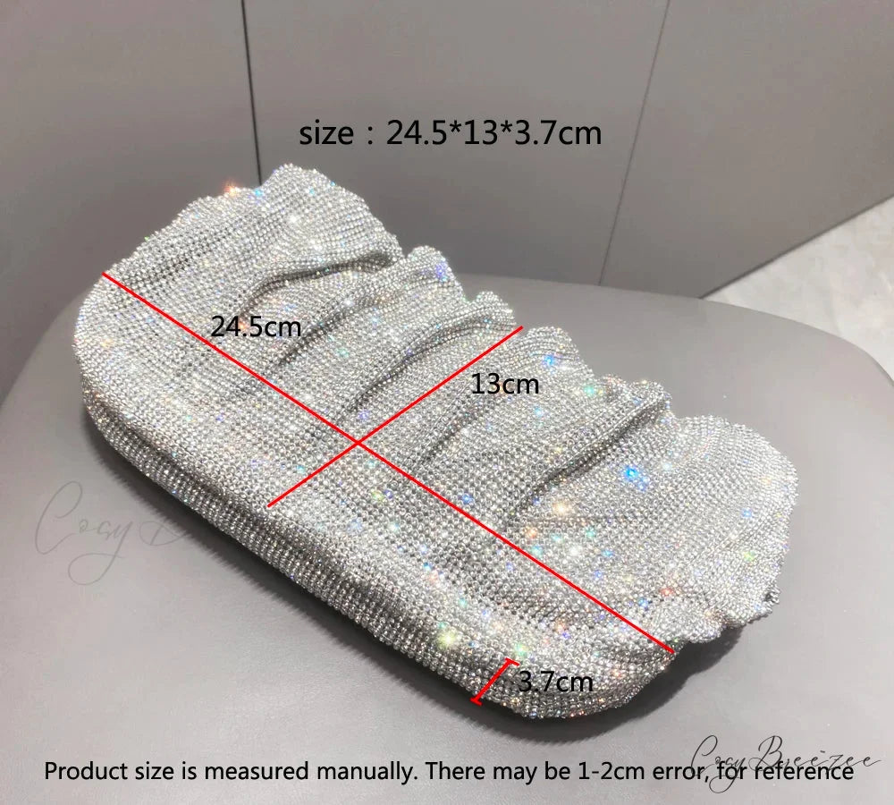 Shiny Rhinestones Handmade Evening Clutch wristlet-250126