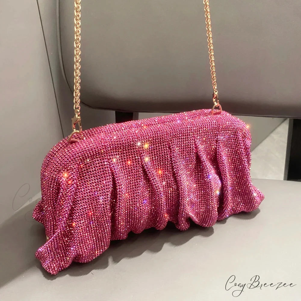 Shiny Rhinestones Handmade Evening Clutch wristlet-250126