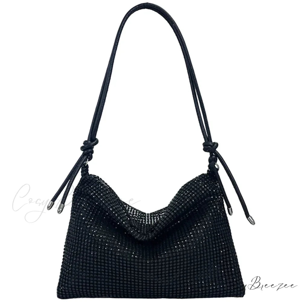 Shiny Shoulder Chain Satchel Wedding Clutch Black3 clutchbag-250126