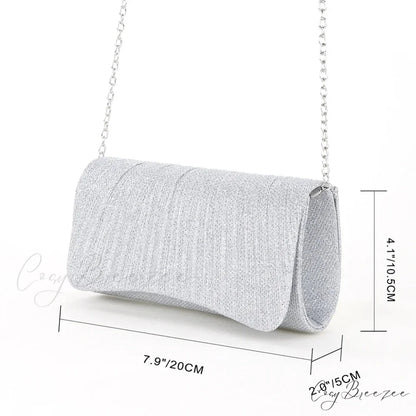 Shiny Shoulder Chain Satchel Wedding Clutch Silver clutchbag-250126