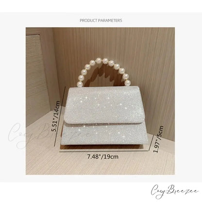 Silk Evening Clutch Gold Pearl Chain Bag clutchbag-250126
