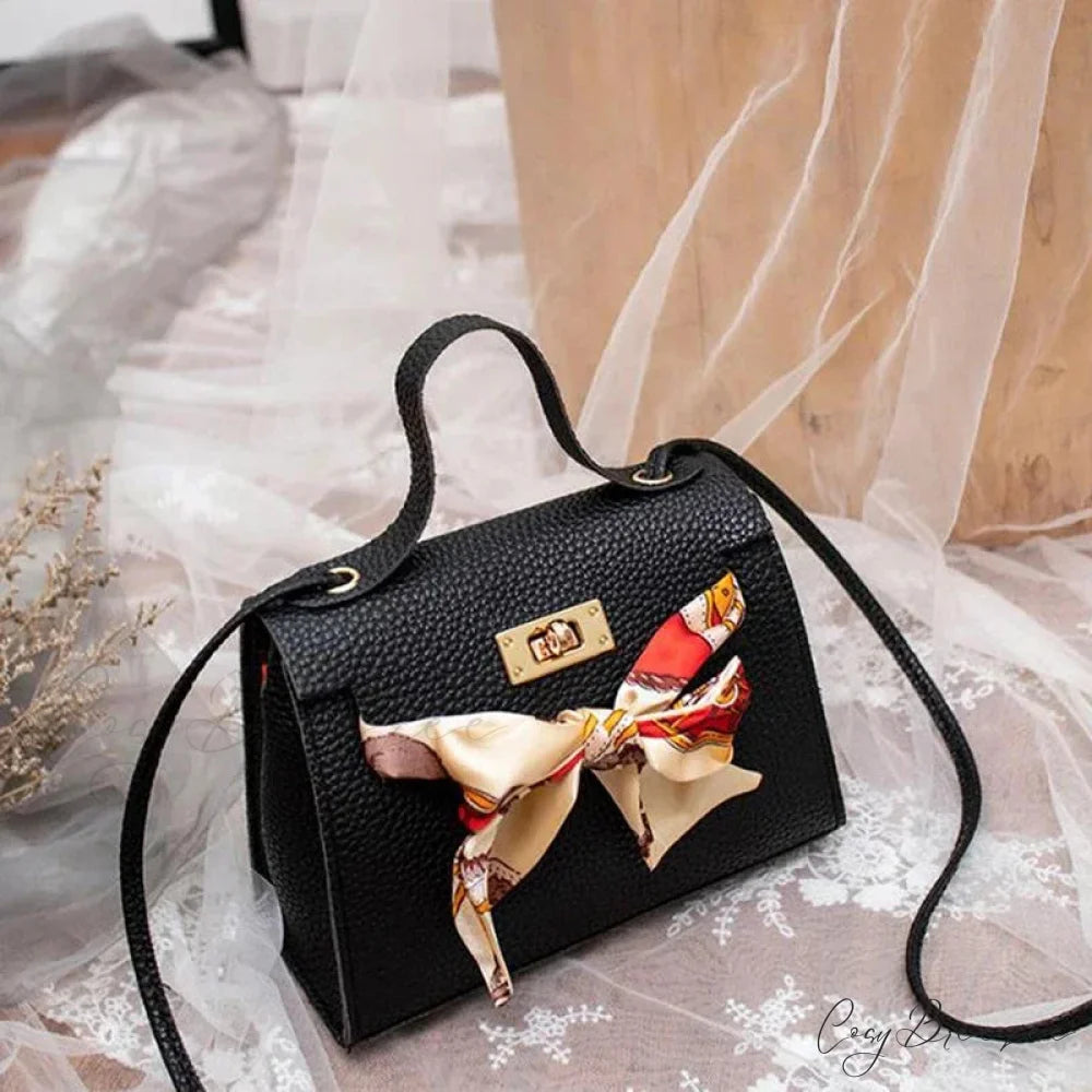 Silk Scarf Designer Small Shoulder Handbag Black handbag-250126