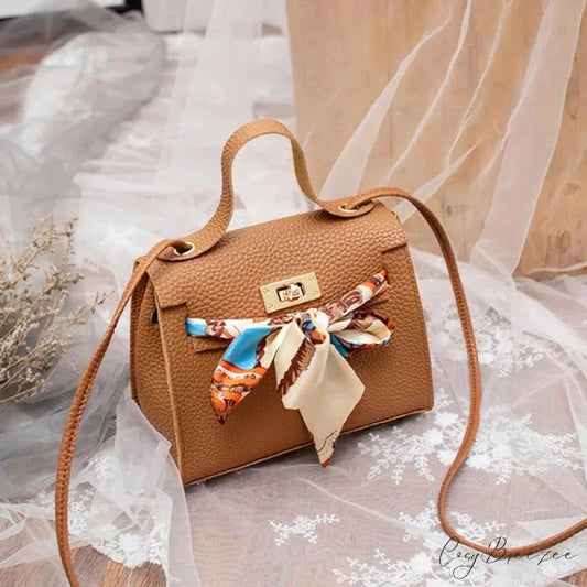 Silk Scarf Designer Small Shoulder Handbag Brown handbag-250126