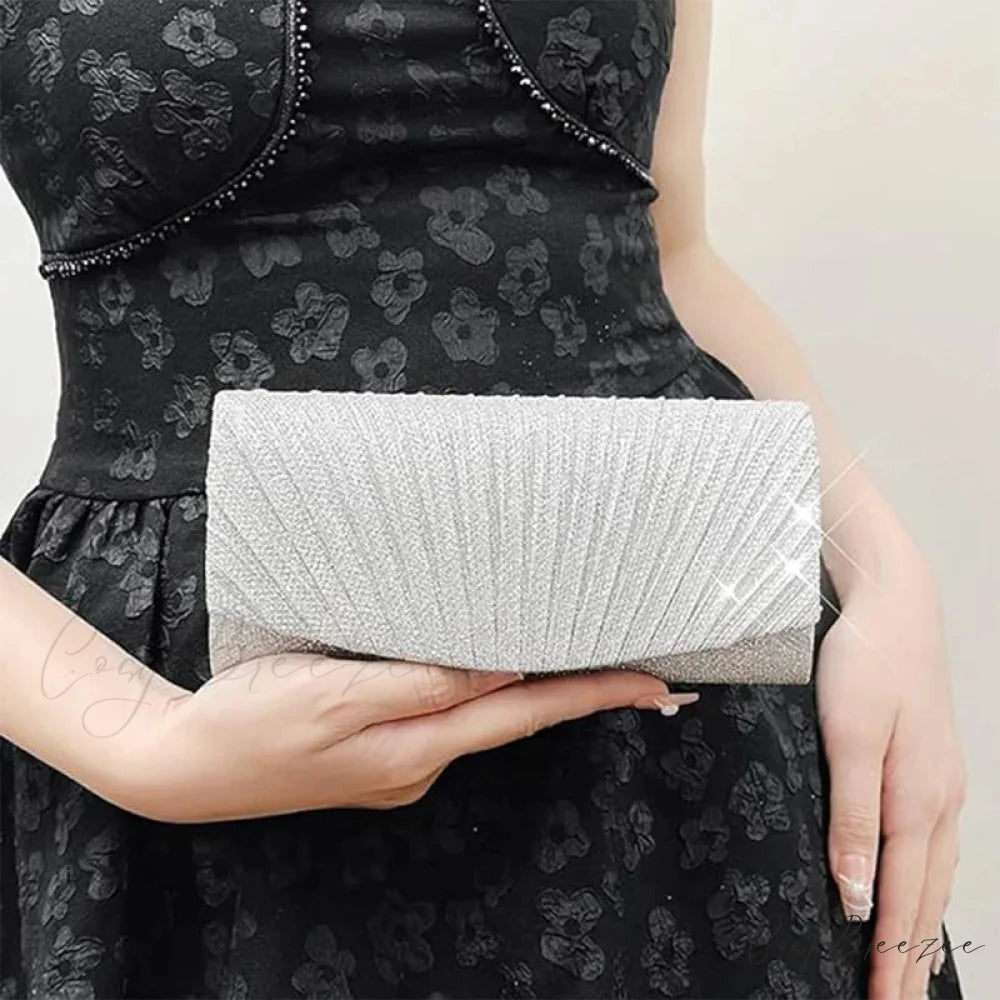 Silver Glitter Evening Clutch SILVER wristlet-250126