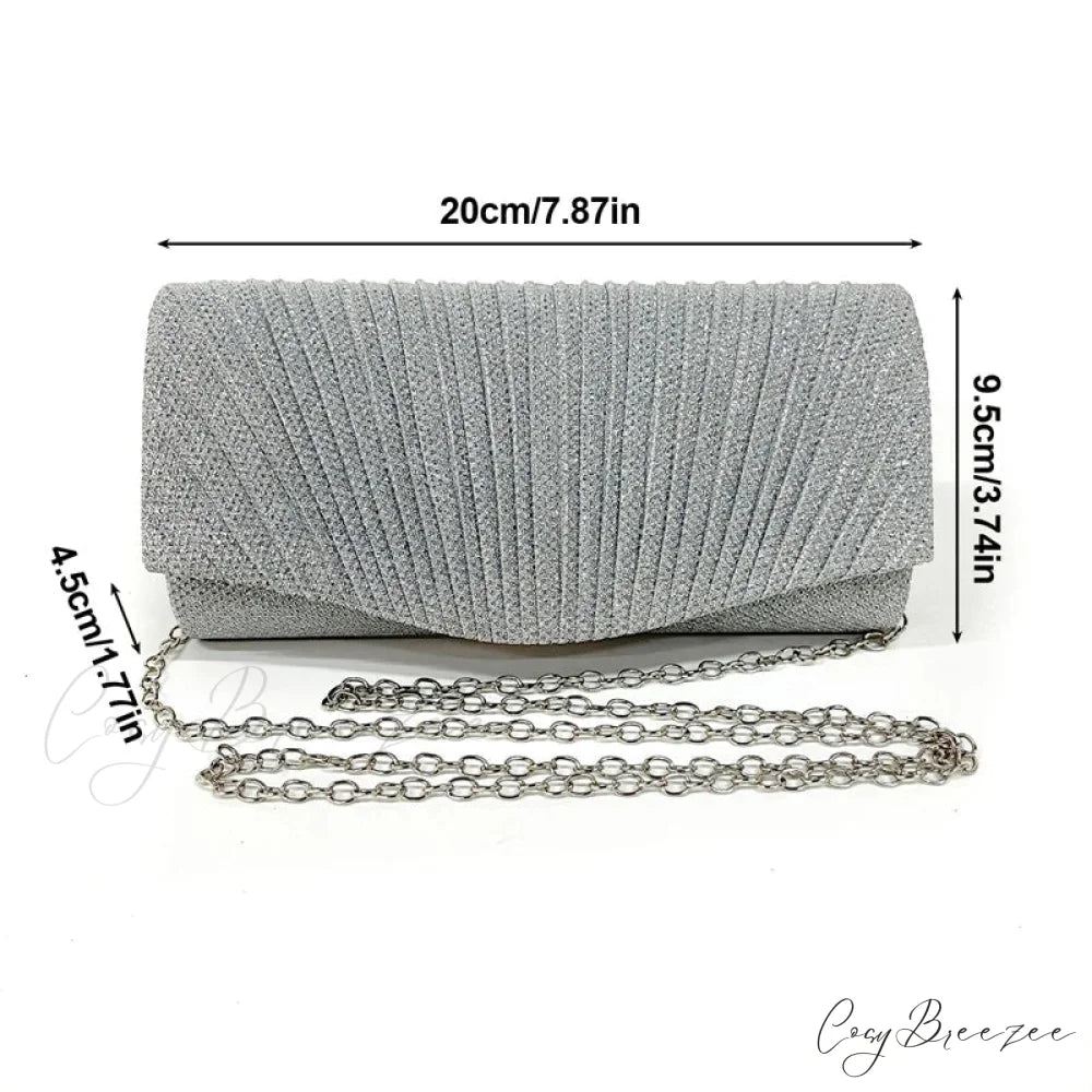 Silver Glitter Evening Clutch SILVER wristlet-250126