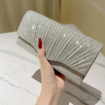 Silver Glitter Evening Clutch SILVER wristlet-250126