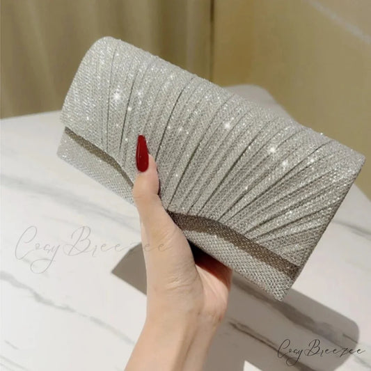 Silver Glitter Evening Clutch SILVER wristlet-250126