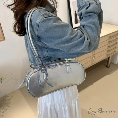 Silver Pillow Crossbody Bag shoulder-250126
