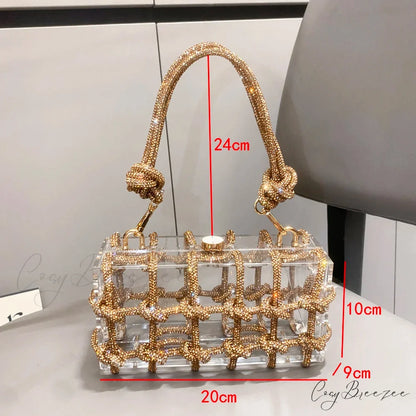 Silver Rhinestone Handmade Evening Clutch Bag clutchbag-250126