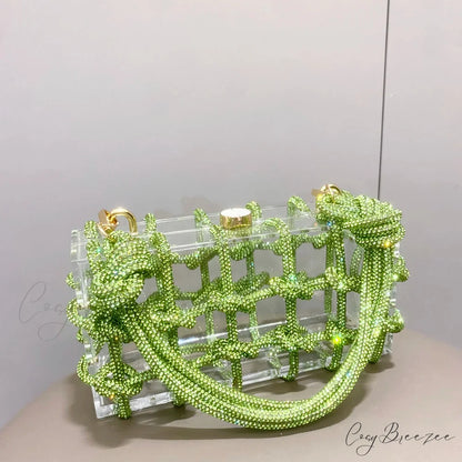 Silver Rhinestone Handmade Evening Clutch Bag clutchbag-250126