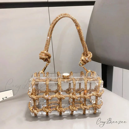 Silver Rhinestone Handmade Evening Clutch Bag Gold clutchbag-250126