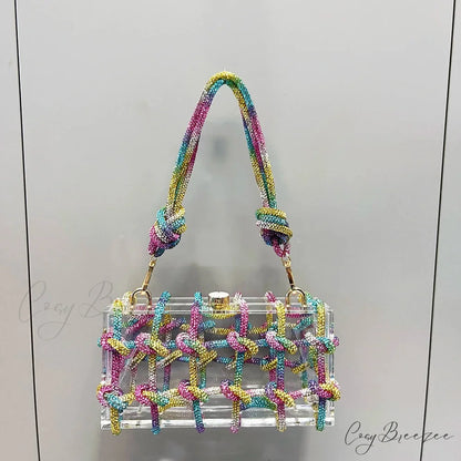 Silver Rhinestone Handmade Evening Clutch Bag Multicolour clutchbag-250126