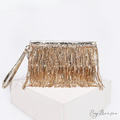 Silver Sequin Rhinestone Evening Clutch Gold wristlet-250126