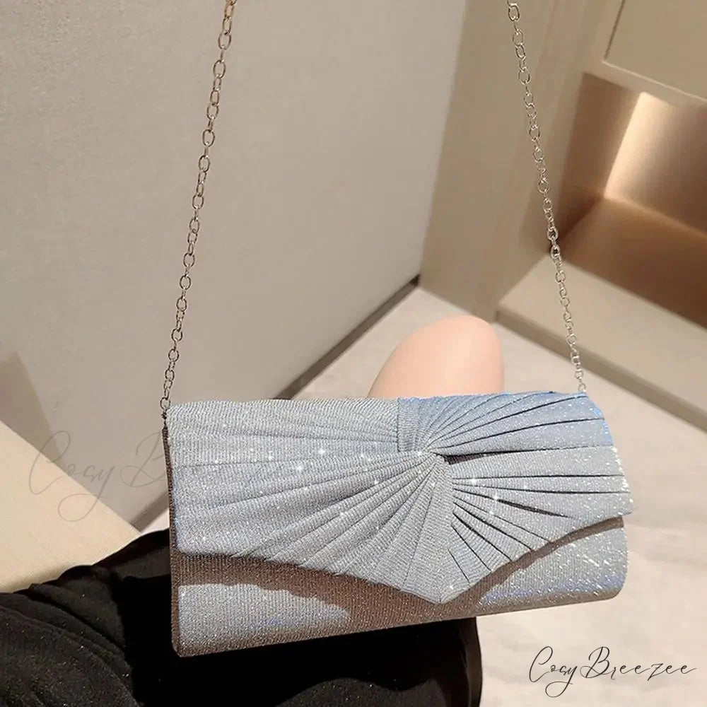 Silvery Sequin Shoulder Party Clutch Bag SILVER clutchbag-250126