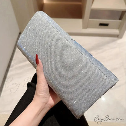 Silvery Sequin Shoulder Party Clutch Bag SILVER clutchbag-250126