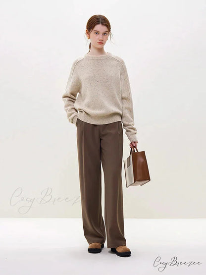 Simple Colorful Dot Wool Pullover Sweater Beige / S swraters-241228
