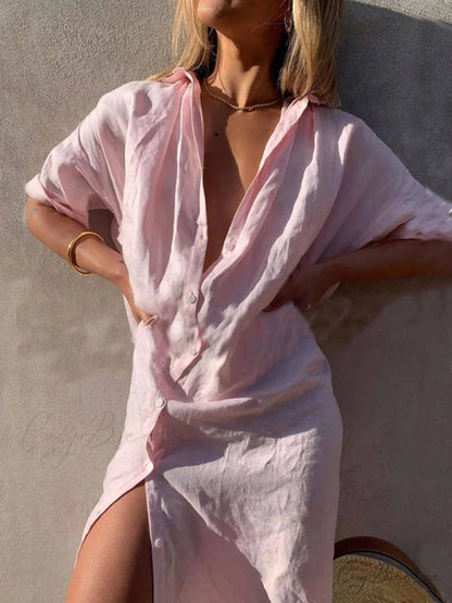 Simple Concept Stylish Maxi Shirt Dress