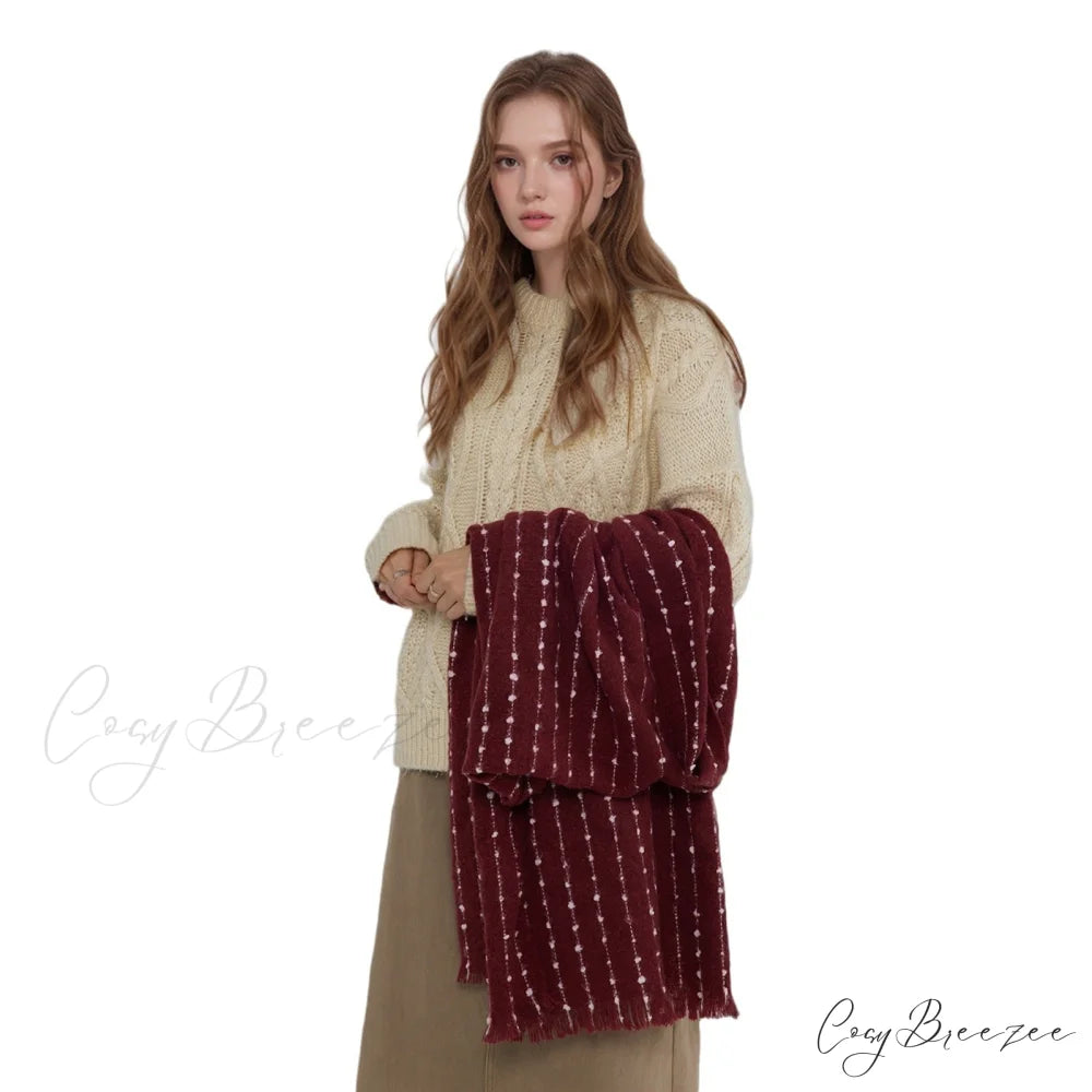 Simple Cozy Warm Stylish Comfortable Trendy High-end Polka Dot Scarf Red