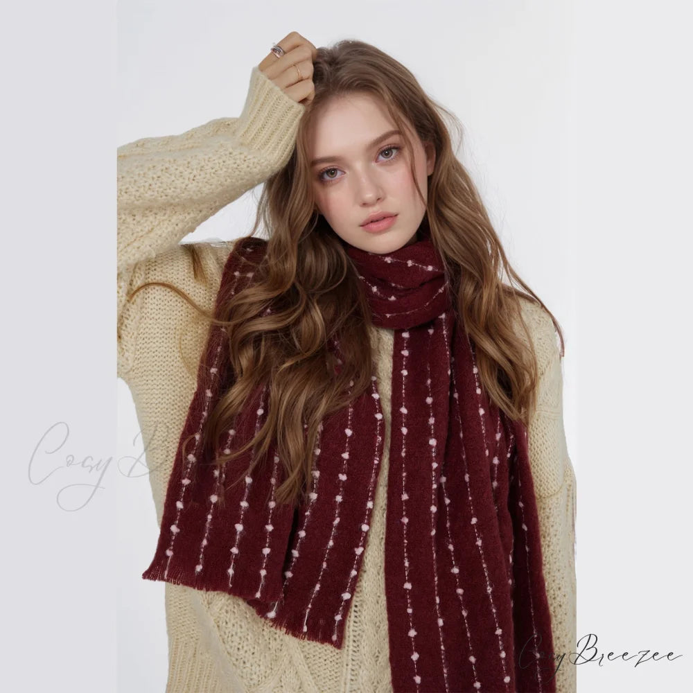Simple Cozy Warm Stylish Comfortable Trendy High-end Polka Dot Scarf Red